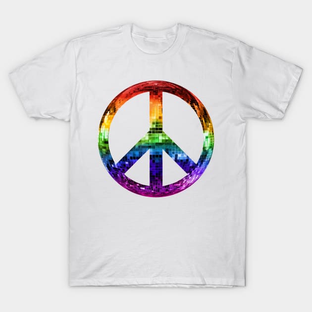 1970s Rainbow Disco Peace Sign T-Shirt by Art by Deborah Camp